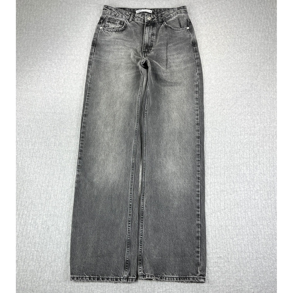 Zara Baggy Wide Leg Jeans Women 4/27x31 Gray Wash High Rise Denim Y2K 90s Pants